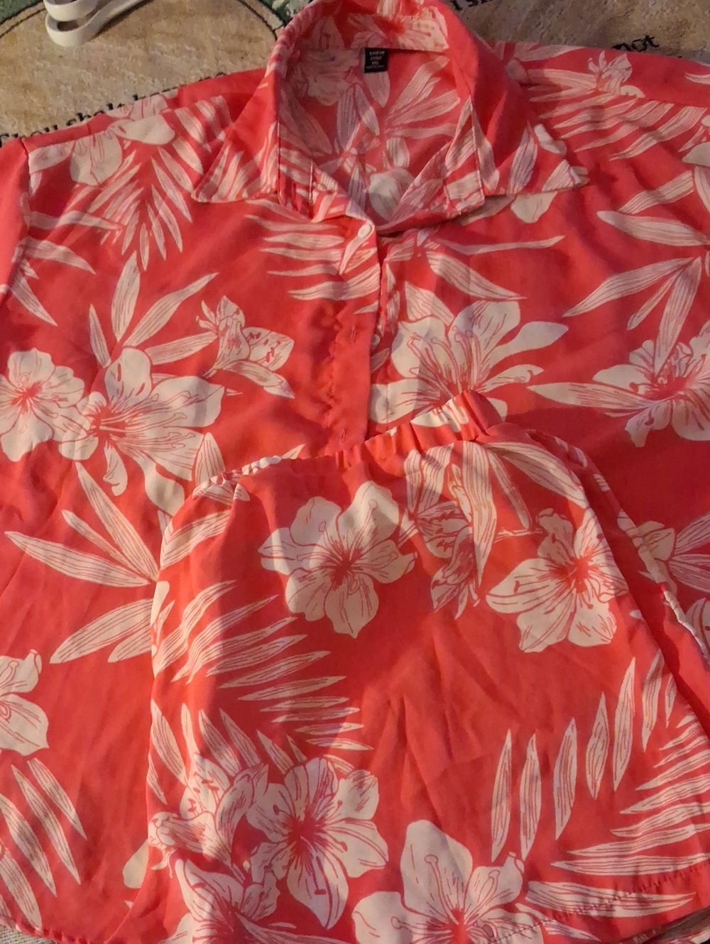 Women's Coral Pink Floral Short Set